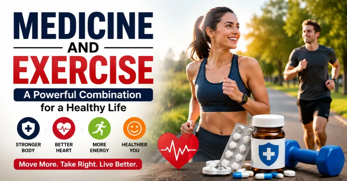 Woman exercising outdoors with medicine and fitness equipment illustrating the powerful combination of medicine and exercise for a healthy life