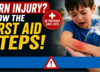burn first aid step -child treatment.